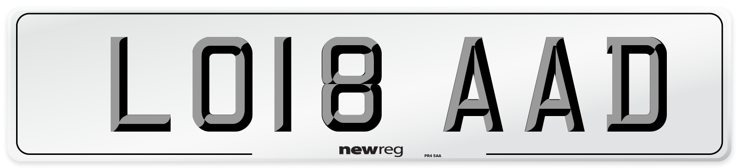 LO18 AAD Number Plate from New Reg